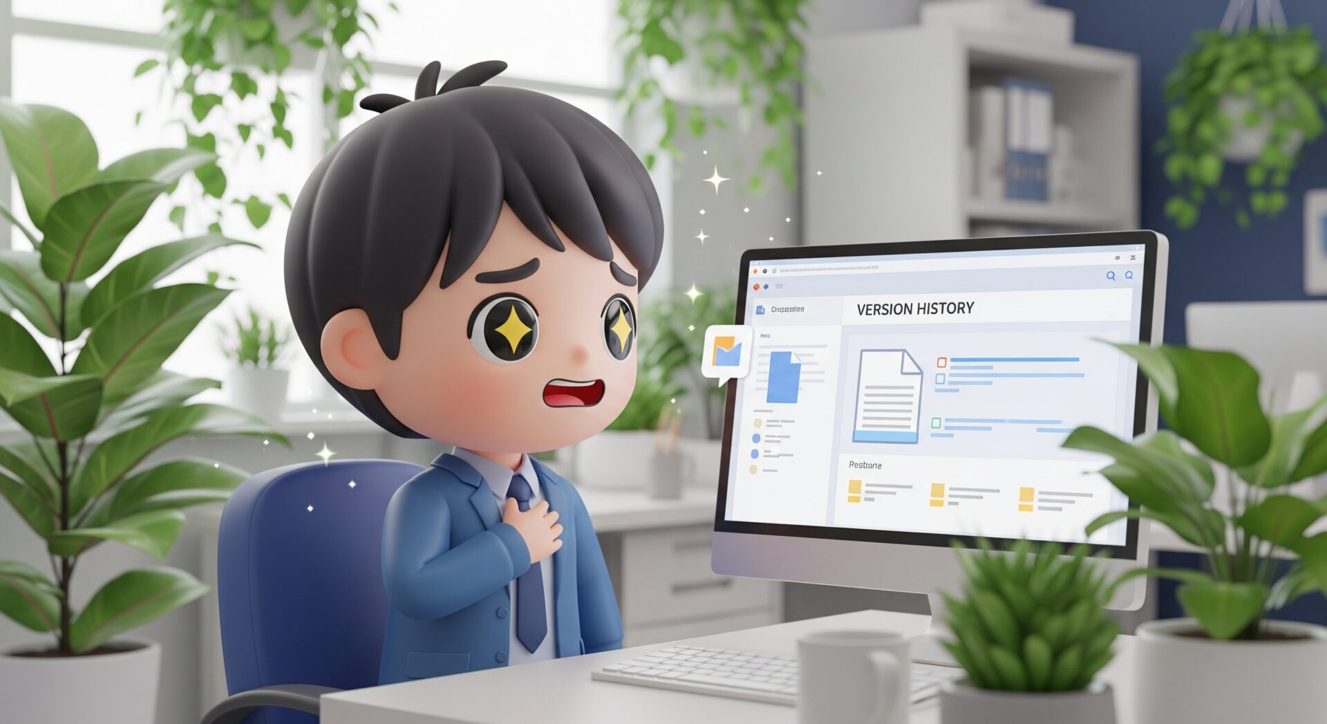 データ整理に困る男性