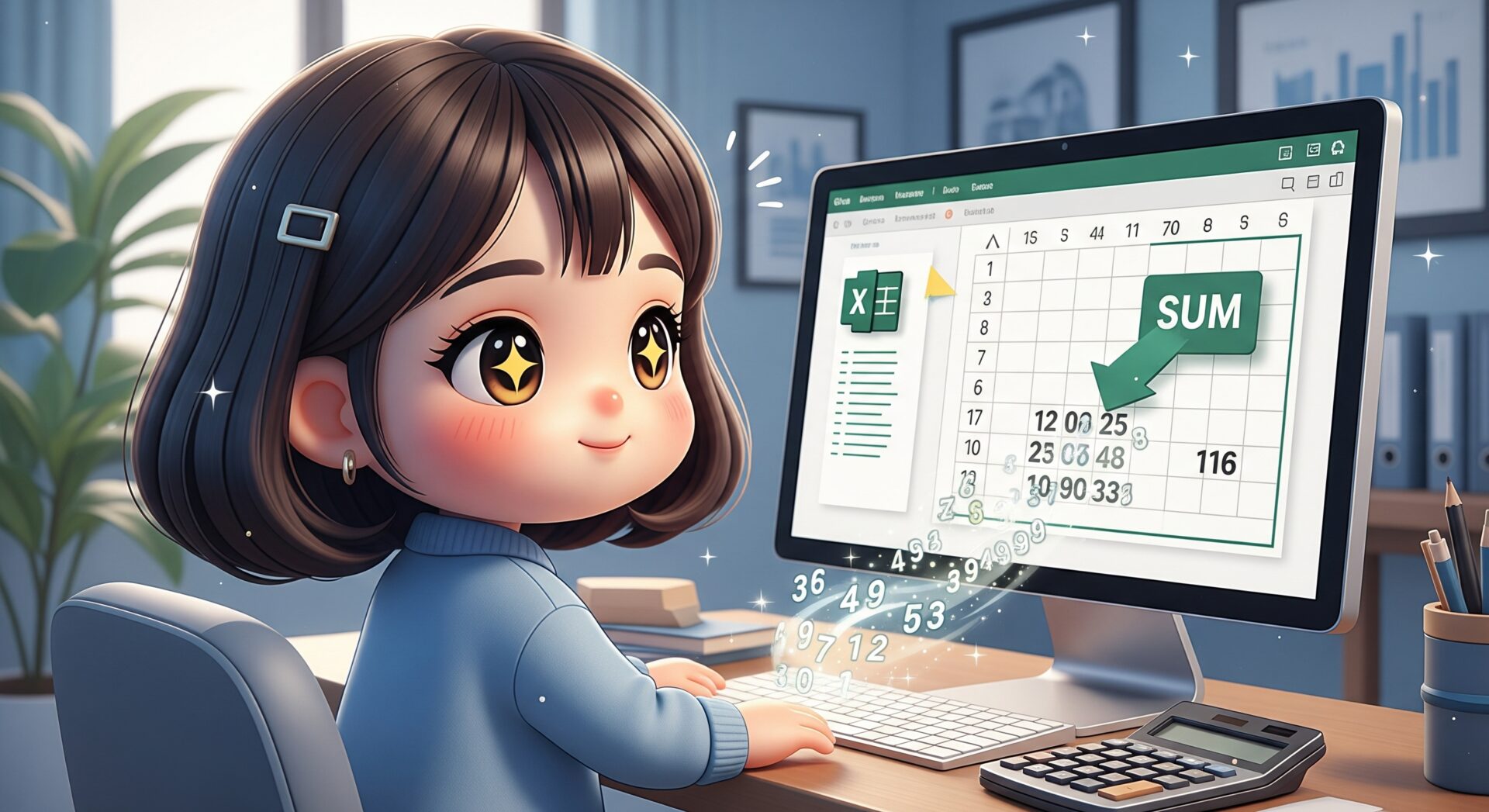 エクセルを扱う女性