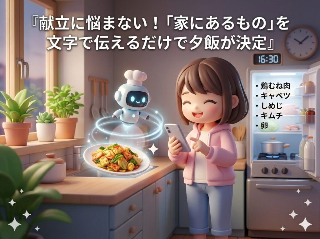 献立に悩まない！「家にあるもの」を文字で伝えるだけで夕飯が決定
