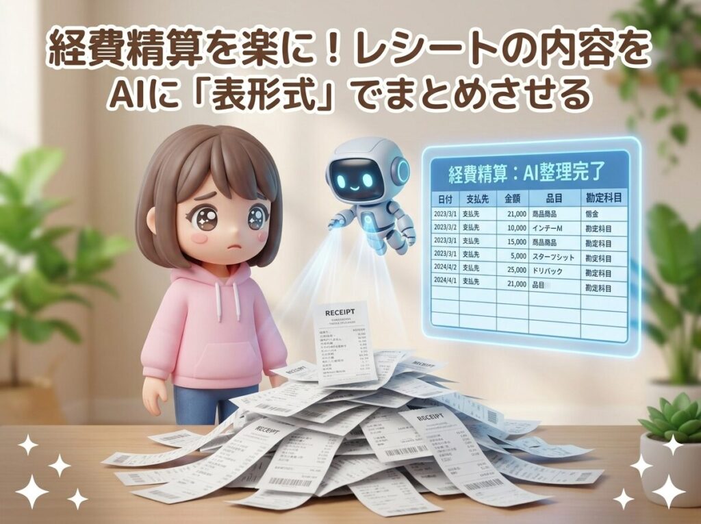経費精算を楽に！レシートの内容をAIに「表形式」でまとめさせる