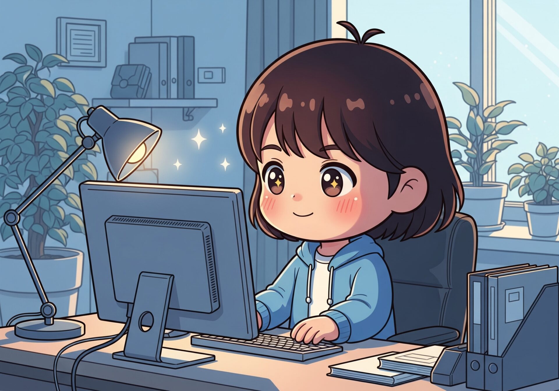 パソコンに向かう女性