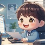 Excelを操作する男性