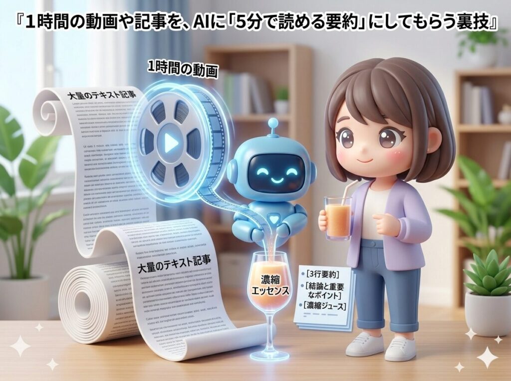 1時間の動画や記事を、AIに「5分で読める要約」にしてもらう裏技