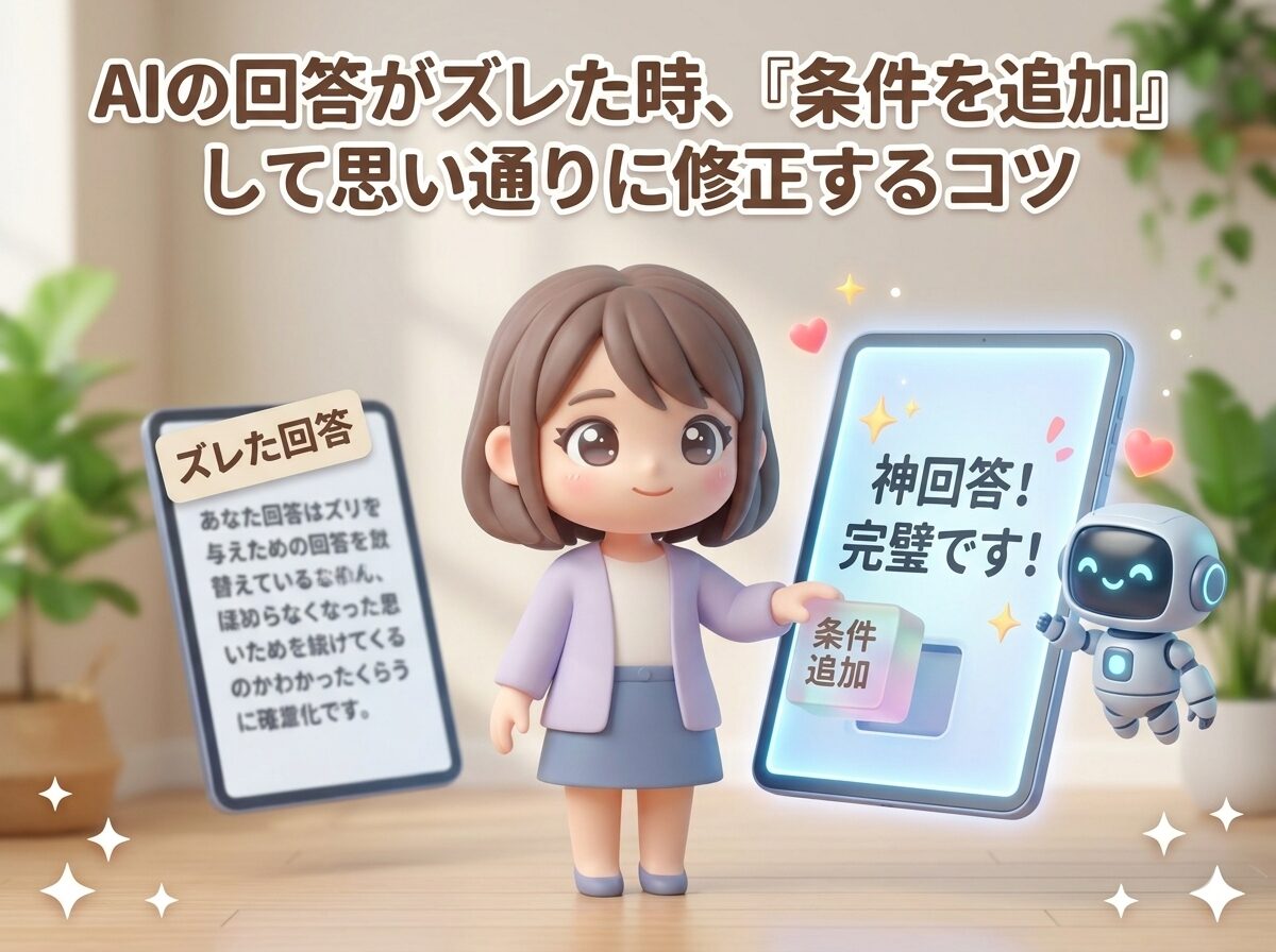 AIの回答がズレた時、「条件を追加」して思い通りに修正するコツ