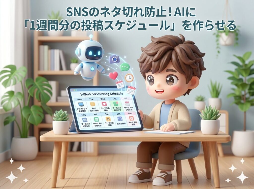 SNSのネタ切れ防止！AIに「1週間分の投稿スケジュール」を作らせる