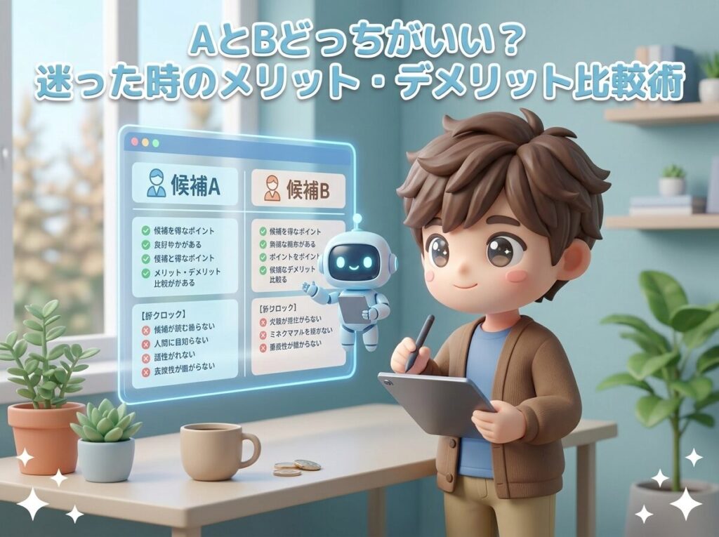 AとBどっちがいい？迷った時のメリット・デメリット比較術