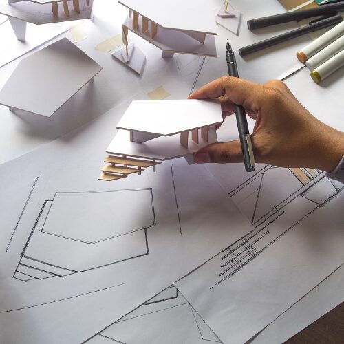 建築設計する様子