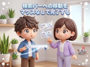 検索バーへの移動をマウスなしで完了する
