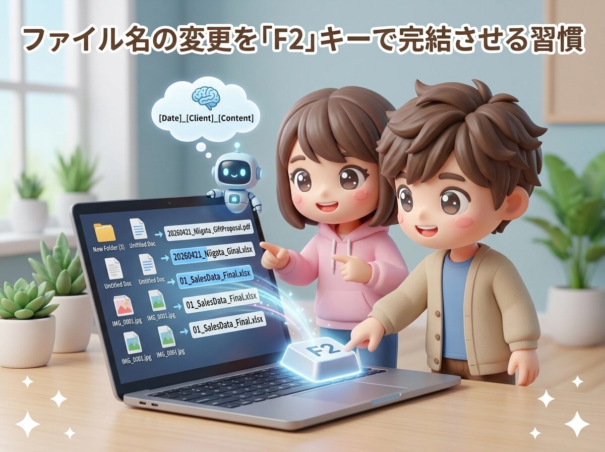 ファイル名の変更を「F2」キーで完結させる習慣ファイル名の変更を「F2」キーで完結させる習慣