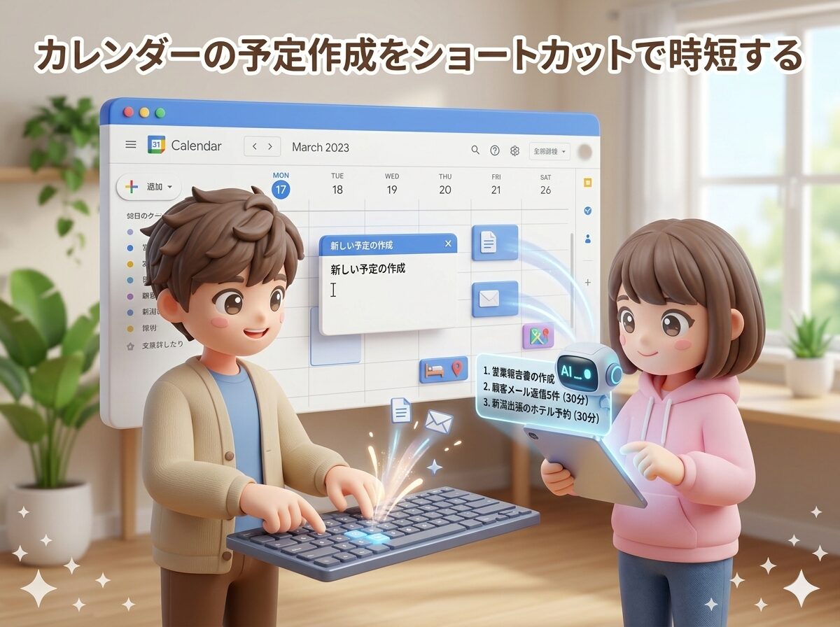 カレンダーの予定作成をショートカットで時短する