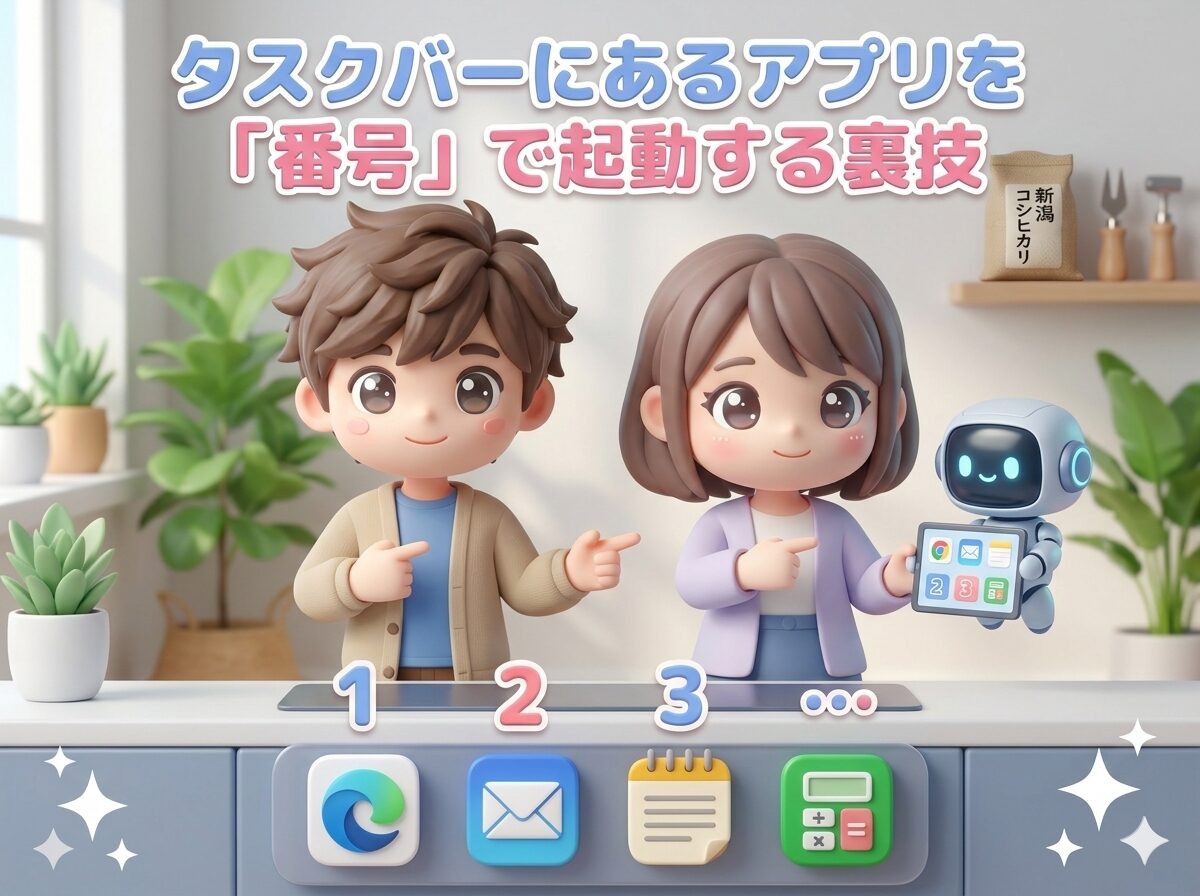 タスクバーにあるアプリを「番号」で起動する裏技