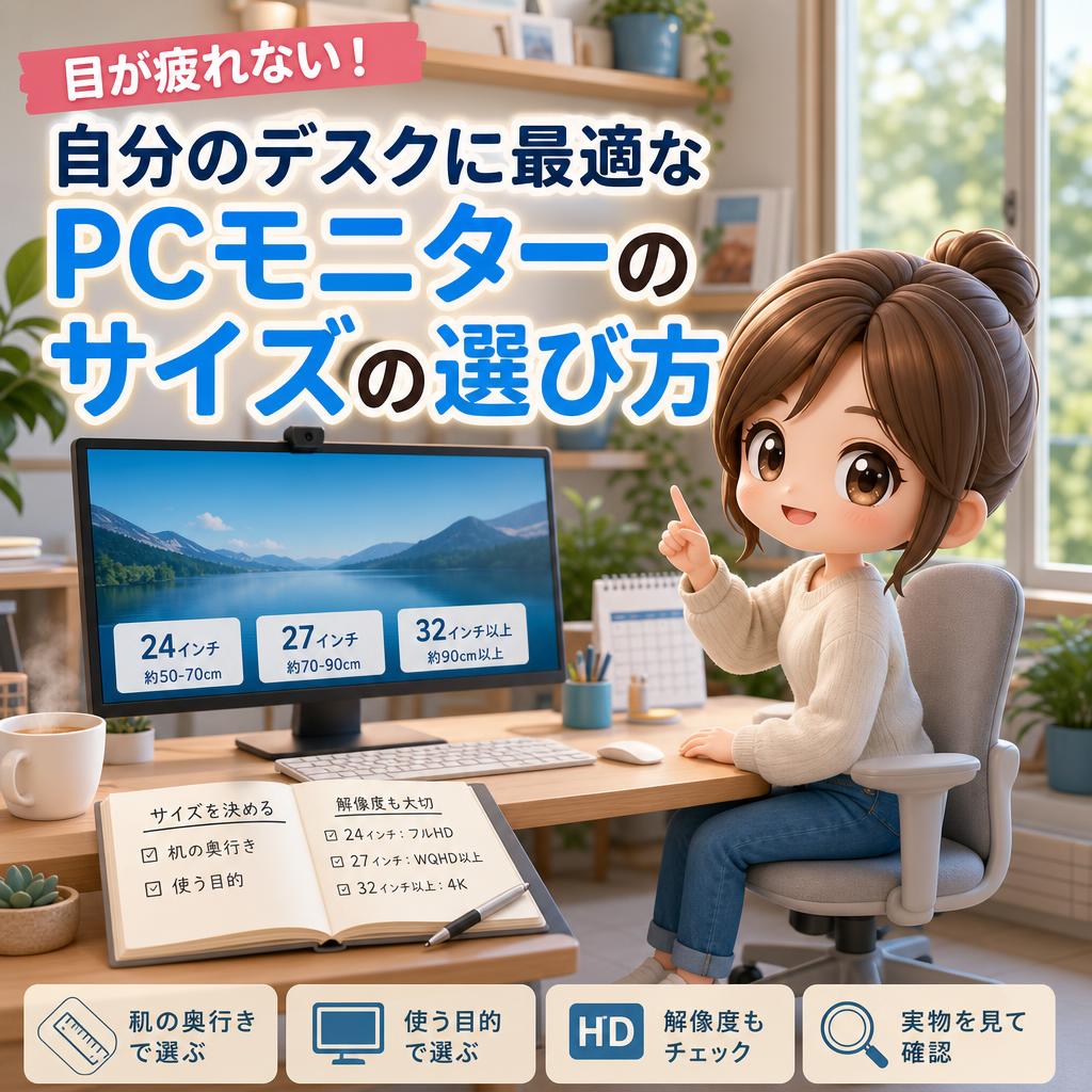 目が疲れない！自分のデスクに最適な「PCモニターのサイズ」の選び方