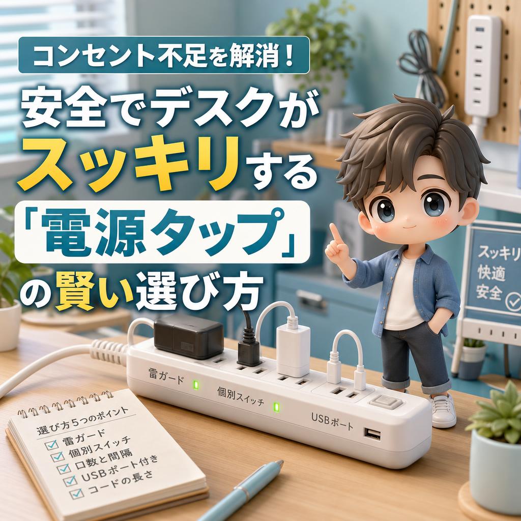 コンセント不足を解消！安全でデスクがスッキリする「電源タップ」の賢い選び方