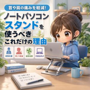 首や肩の痛みを軽減！「ノートパソコンスタンド」を使うべきこれだけの理由