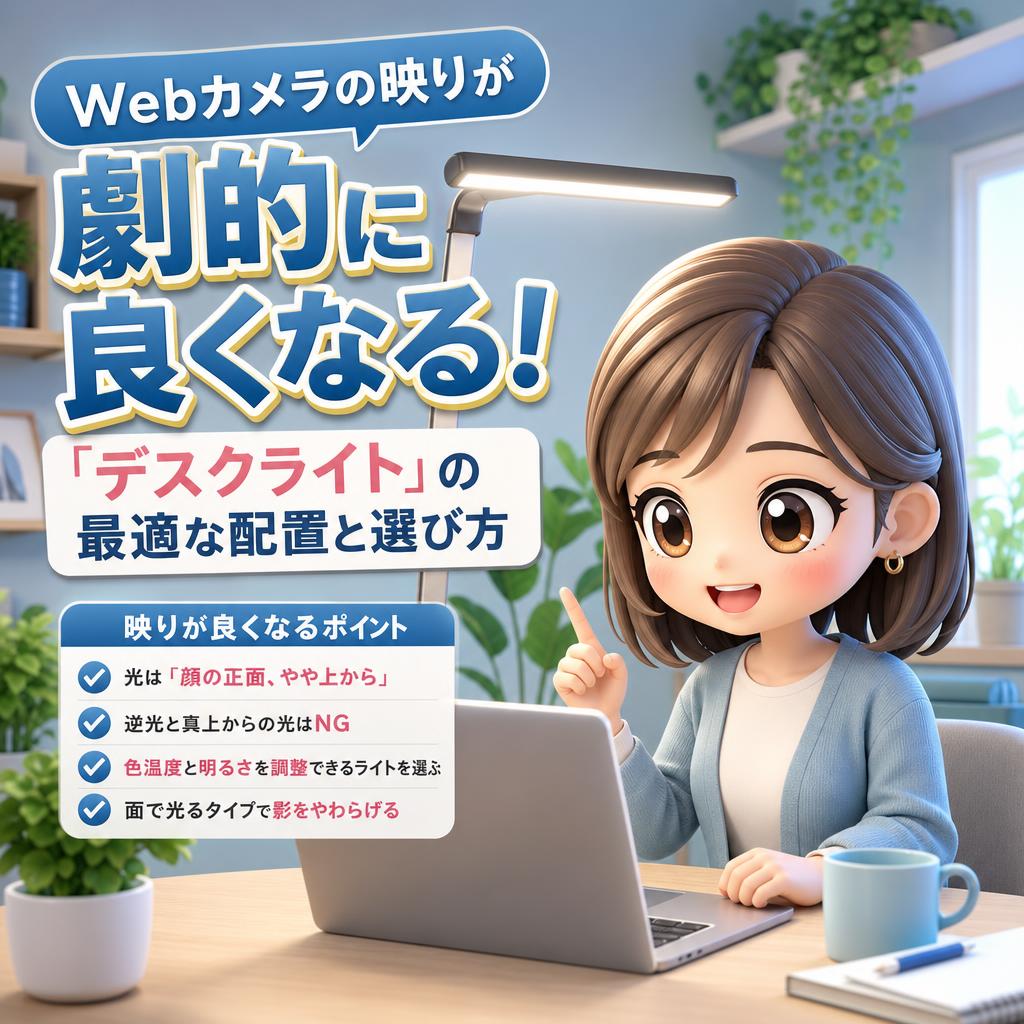 Webカメラの映りが劇的に良くなる！「デスクライト」の最適な配置と選び方