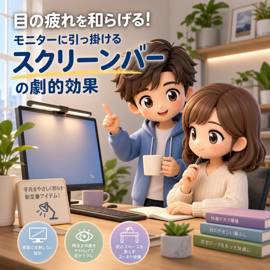 目の疲れを和らげる!モニターに引っ掛ける「スクリーンバー」の劇的効果