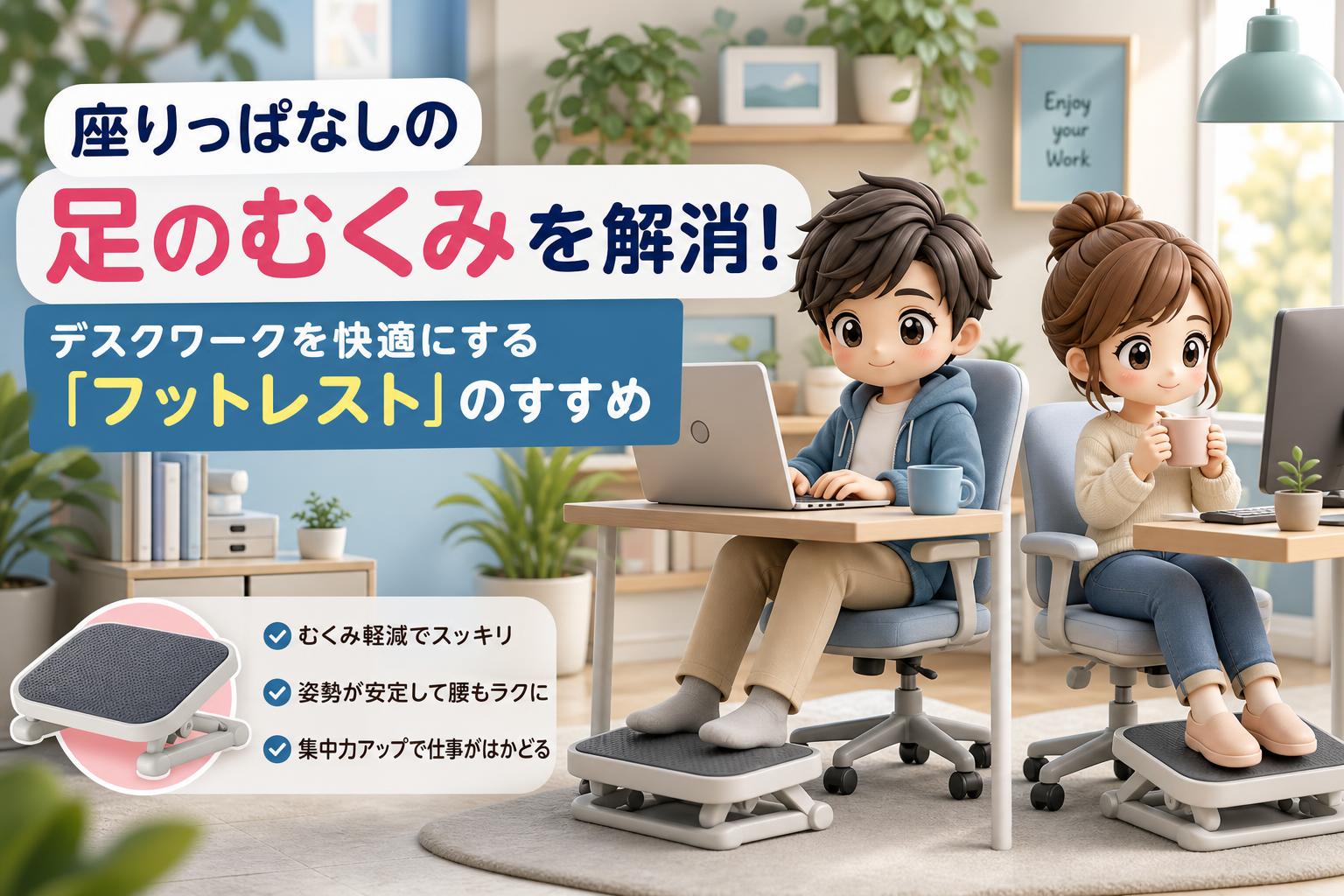 座りっぱなしの足のむくみを解消！デスクワークを快適にする「フットレスト」のすすめ