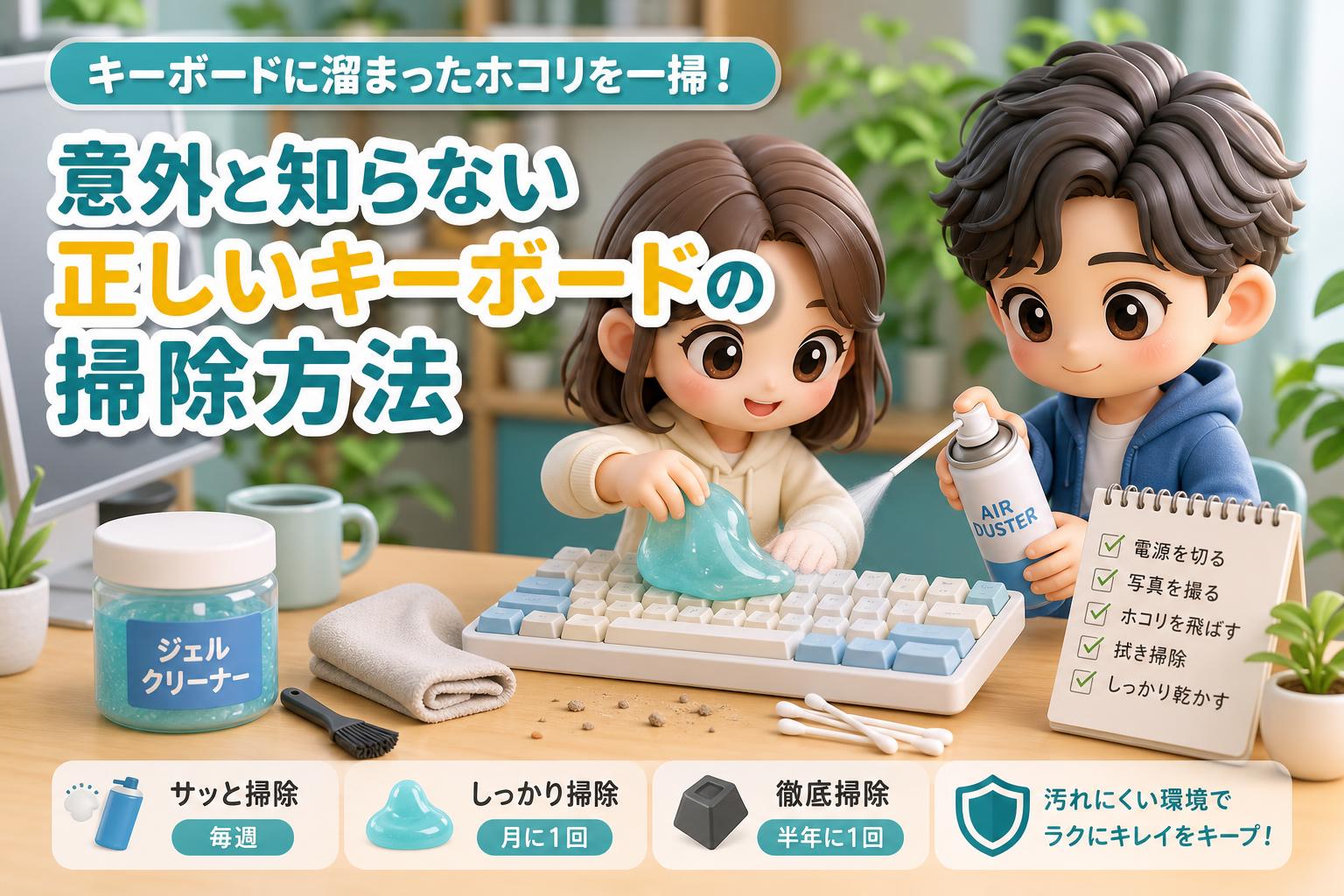 キーボードに溜まったホコリを一掃！意外と知らない「正しいキーボードの掃除方法」