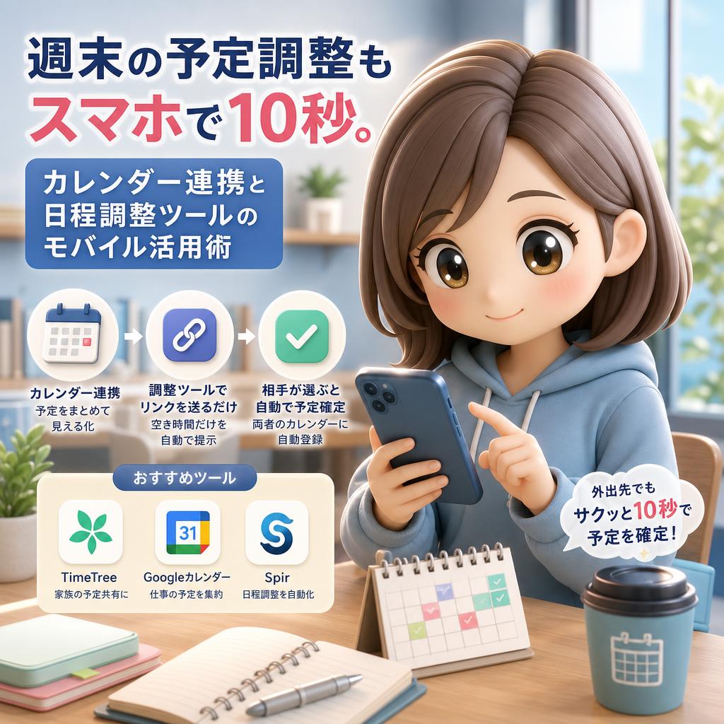 週末の予定調整もスマホで10秒。カレンダー連携と日程調整ツールのモバイル活用術