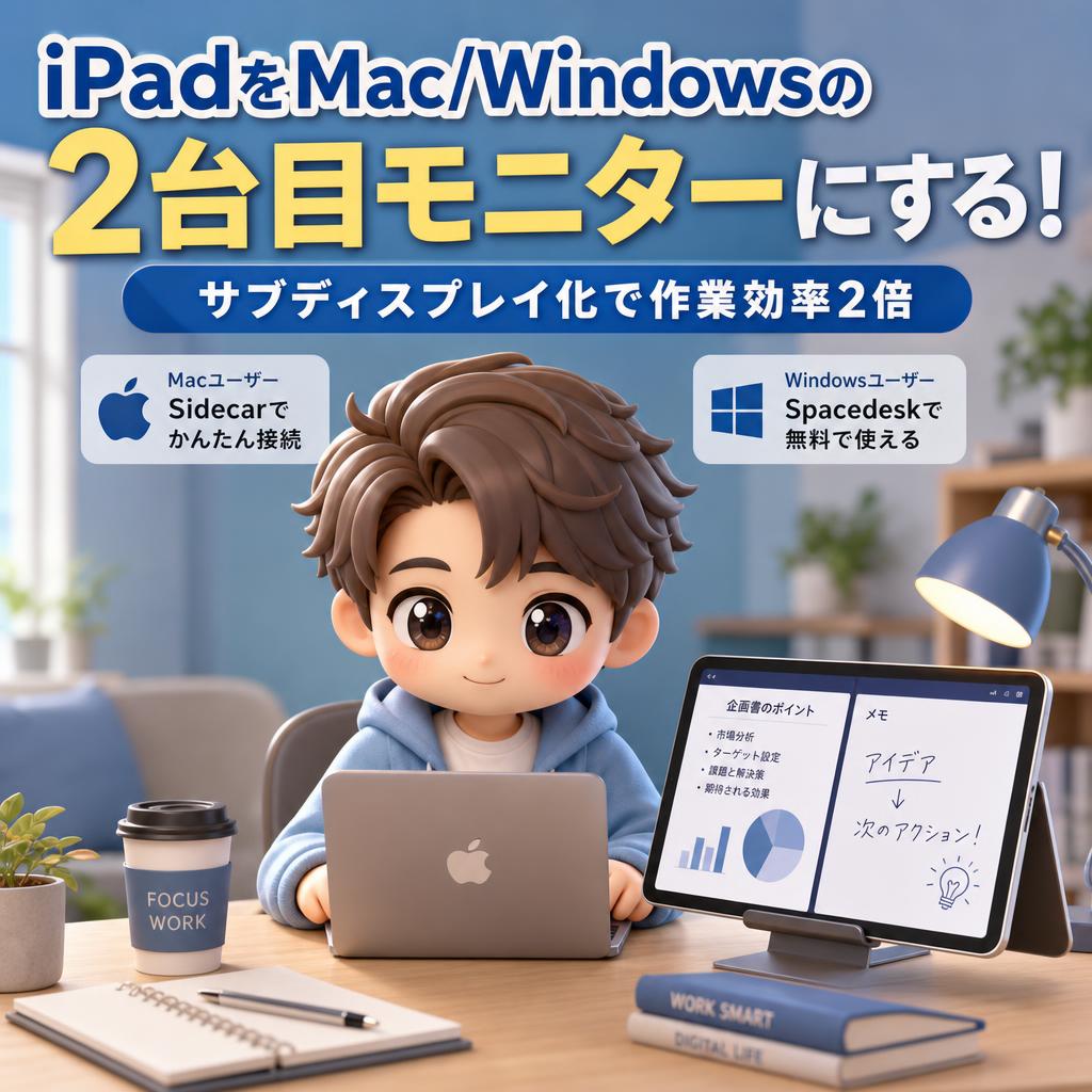iPadをMac/Windowsの「2台目モニター」にする！サブディスプレイ化で作業効率2倍