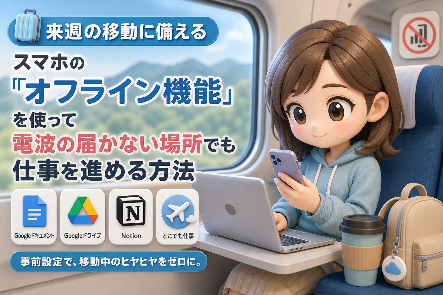 来週の移動に備える。スマホの「オフライン機能」を使って電波の届かない場所でも仕事を進める方法