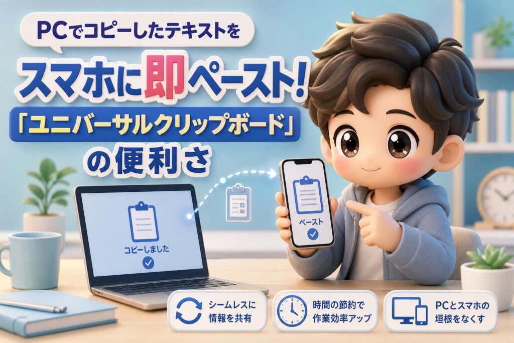 PCでコピーしたテキストをスマホに即ペースト！「ユニバーサルクリップボード」の便利さ