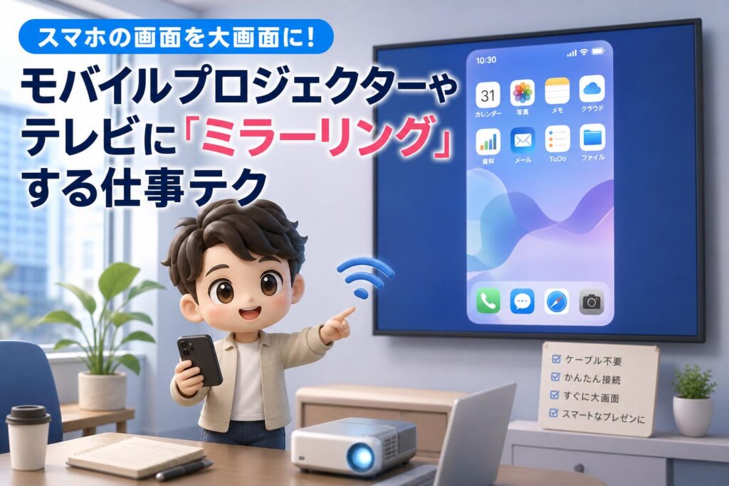 スマホの画面を大画面に！モバイルプロジェクターやテレビに「ミラーリング」する仕事テク
