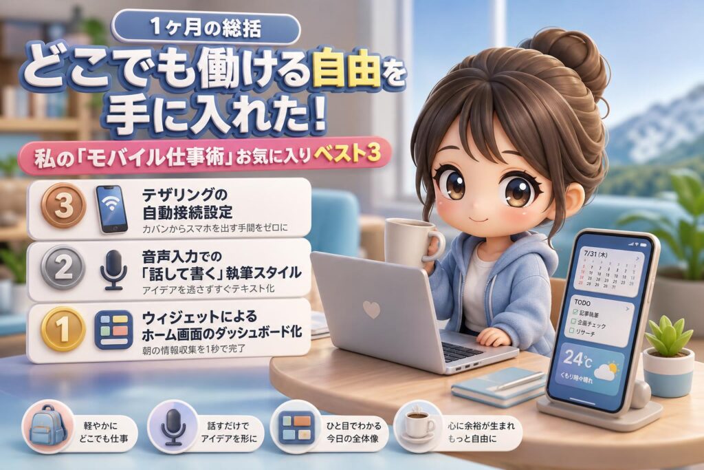 1ヶ月の総括：どこでも働ける自由を手に入れた！私の「モバイル仕事術」お気に入りベスト3
