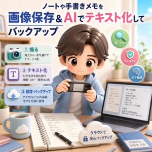 ノートや手書きメモを画像保存＆AIでテキスト化してバックアップ