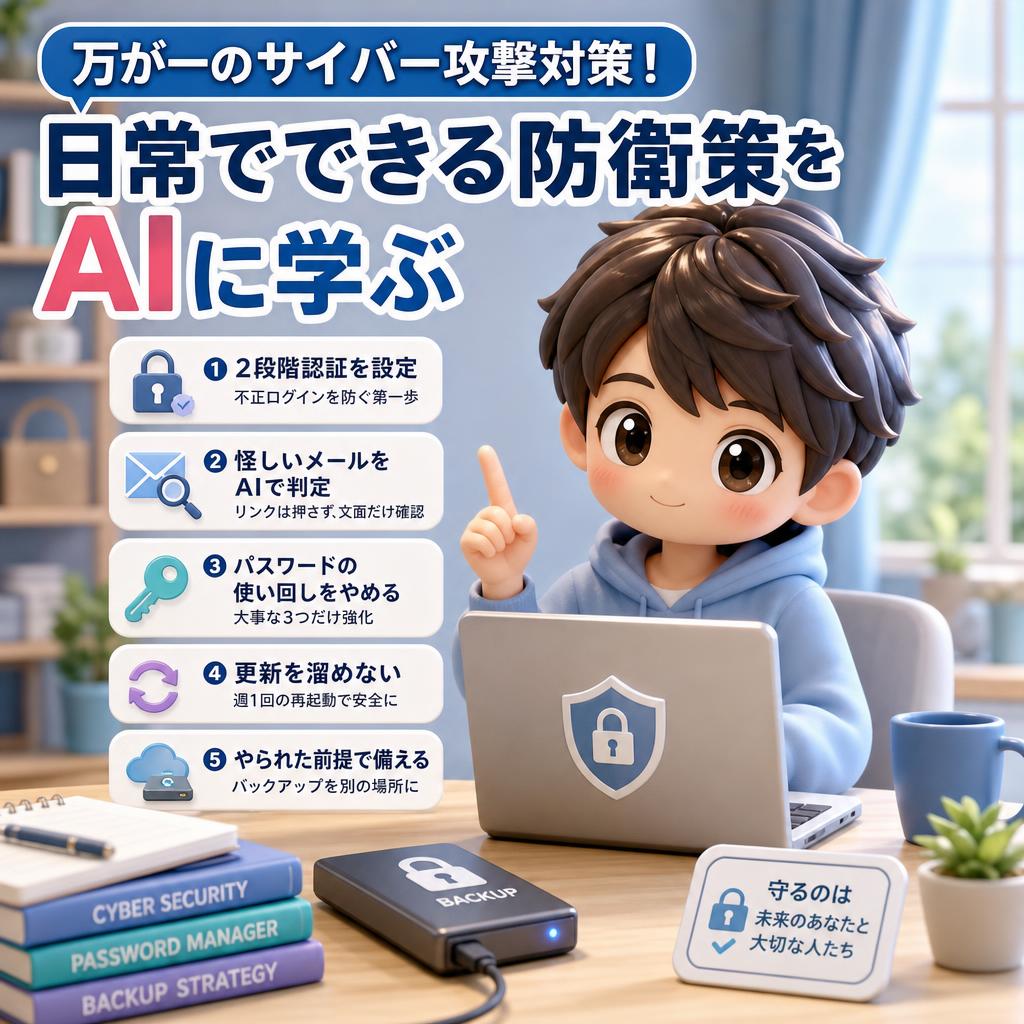 万が一のサイバー攻撃対策！日常でできる防衛策をAIに学ぶ