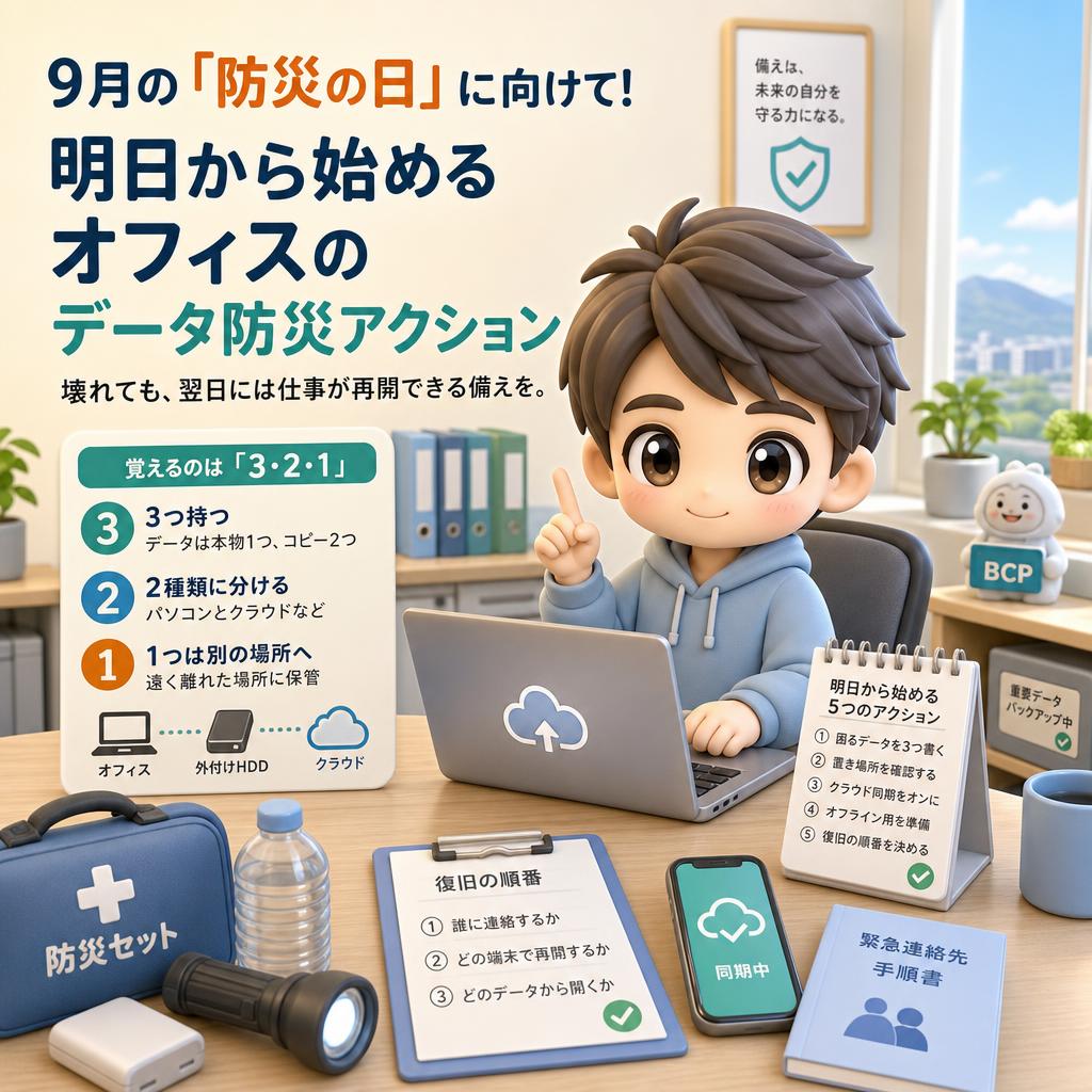 9月の「防災の日」に向けて！明日から始めるオフィスのデータ防災アクション