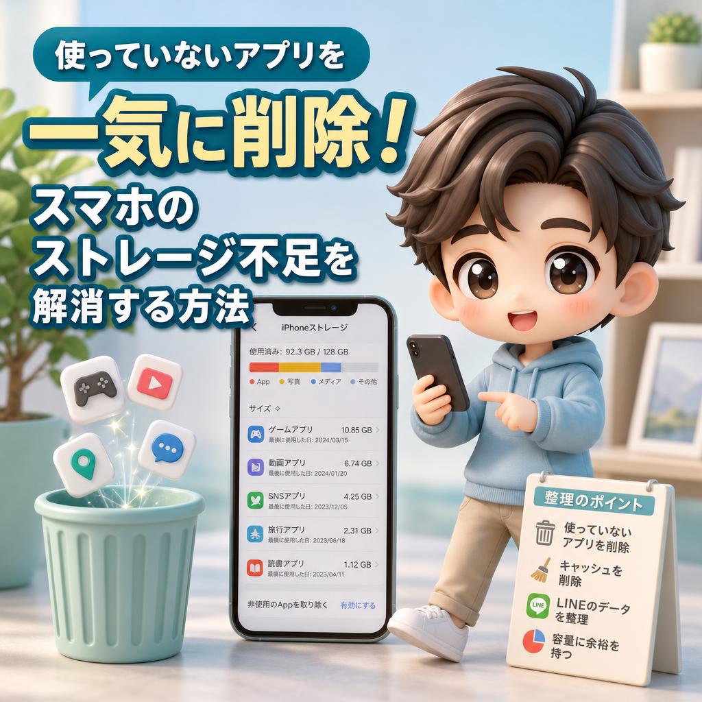 使っていないアプリを一気に削除！スマホのストレージ不足を解消する方法