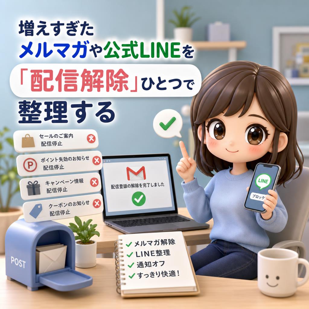 増えすぎたメルマガや公式LINEを「配信解除」ひとつで整理する