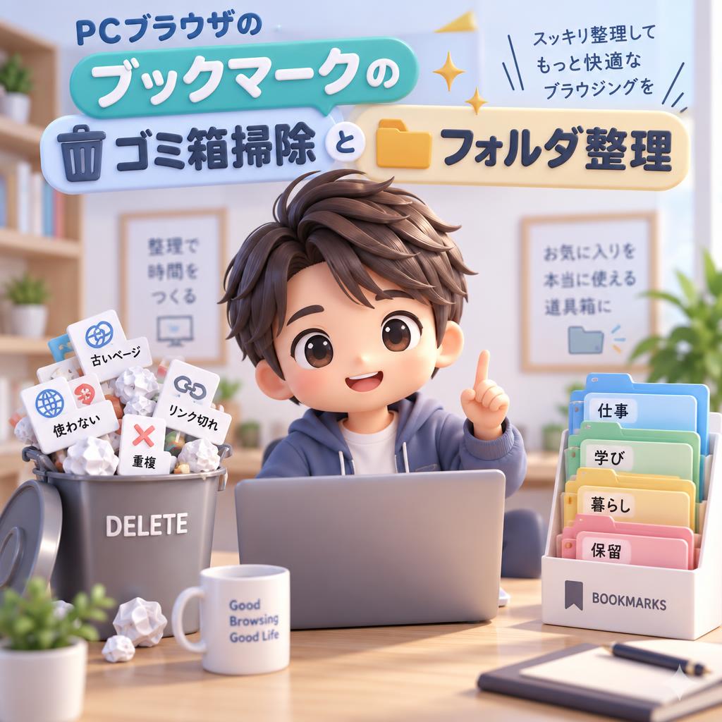 PCブラウザのブックマークのゴミ箱掃除とフォルダ整理