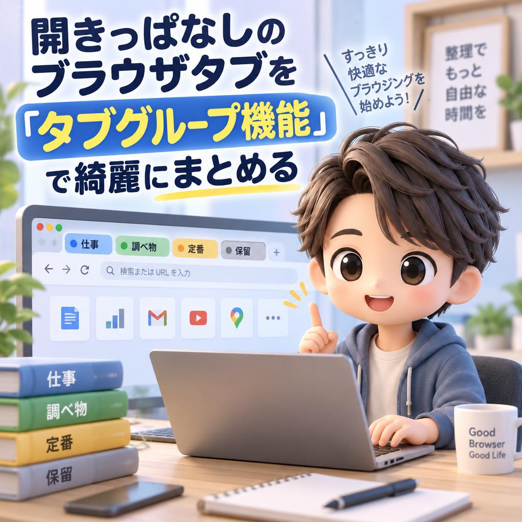 開きっぱなしのブラウザタブを「タブグループ機能」で綺麗にまとめる