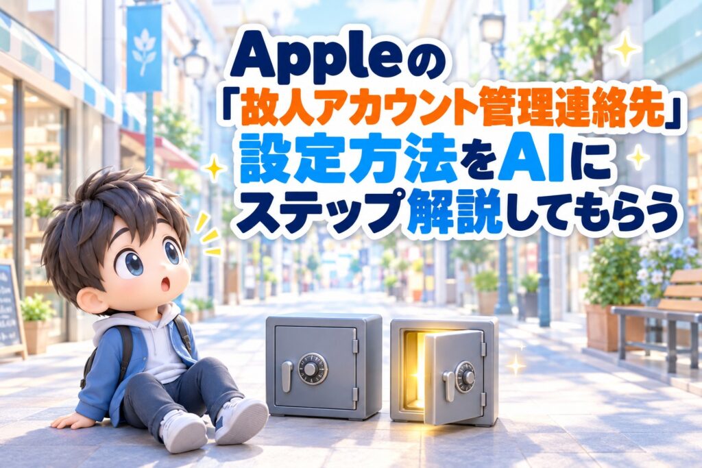Appleの「故人アカウント管理連絡先」設定方法をAIにステップ解説してもらう