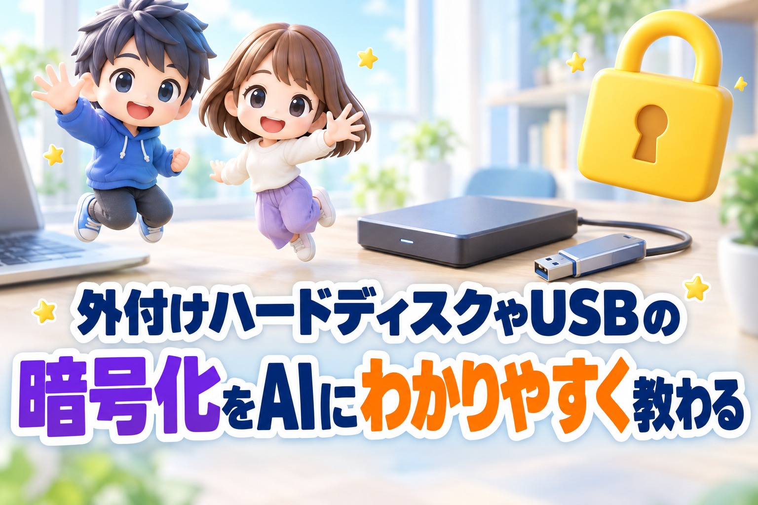 外付けハードディスクやUSBの暗号化をAIにわかりやすく教わる
